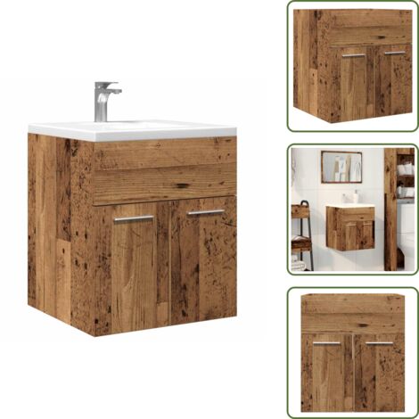 The Living Store Mobile da Bagno Legno Antico 41x38,5x46 cm in Truciolato - Armadio da bagno