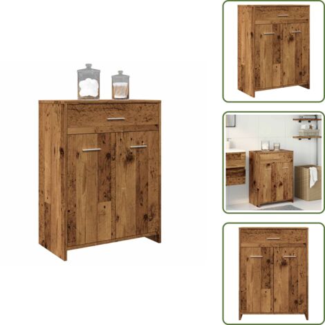 The Living Store Mobile da Bagno Legno Antico 60x33x80 cm in Legno tecnico - Mobile da bagno