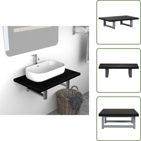 The Living Store Mobile da Bagno Nero 60x40x16,3 cm - Scaffale da parete