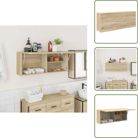 The Living Store Mobile da Bagno Rovere Sonoma 100x25x40 cm in Truciolato - Armadio da bagno