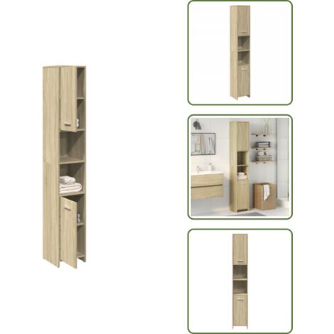 The Living Store Mobile da Bagno Rovere Sonoma 30x30x183,5 cm Legno tecnico - Mobile in legno tecnico