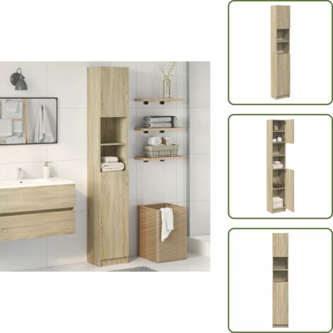 The Living Store Mobile da Bagno Rovere Sonoma 32x25,5x190 cm Legno Ingegnerizzato - Mobile da bagno in legno
