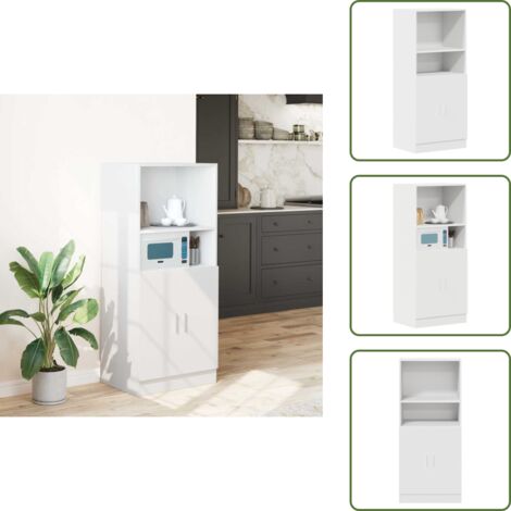 The Living Store Mobile da Cucina Bianco 57x41,5x131,5 cm in Truciolato - Mobile da cucina