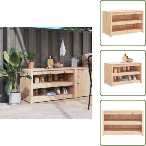 The Living Store Mobile da Cucina da Esterno MEPPEL 106x55x64 cm Legno Massello di Pino - Mobile da cucina