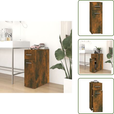 The Living Store Mobile Farmacia Rovere Fumo 20x45,5x60 cm in Legno Multistrato - Armadio da casa