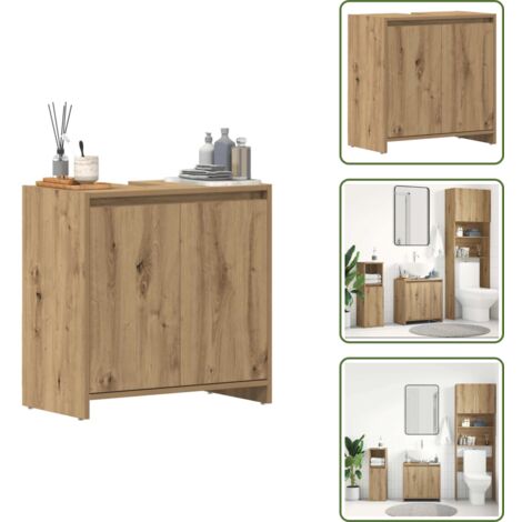 The Living Store Mobile Lavabo Bagno Rovere Artigianale Legno Multistrato - Lavabo