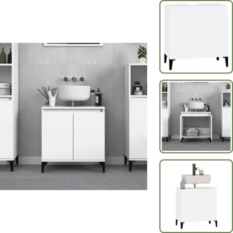 The Living Store Mobile Lavabo Bianco 58x33x60 cm in Legno Multistrato - Lavabo