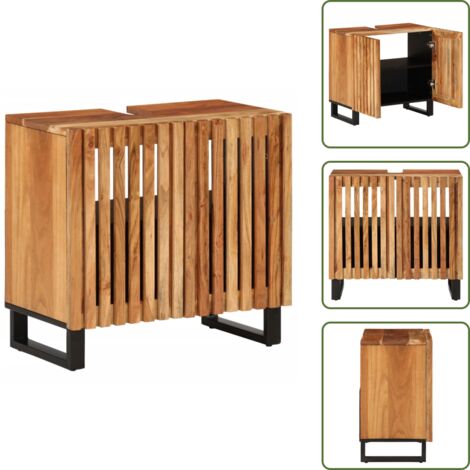 The Living Store Mobile Lavabo da Bagno 62x34x58cm in Legno Massello di Acacia - Lavabo
