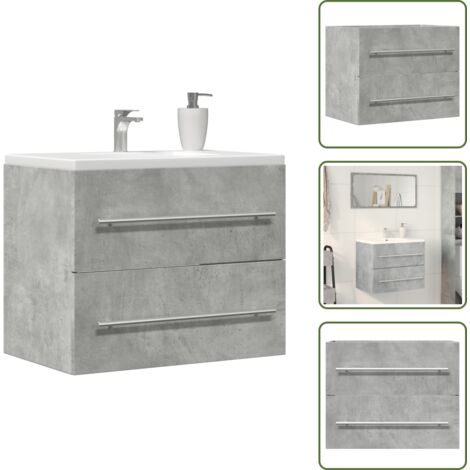 The Living Store Mobile Lavabo Grigio Cemento 60x38,5x48 cm in Legno Multistrato - Lavabo