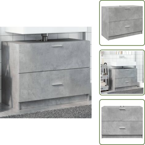 The Living Store Mobile Lavabo Grigio Cemento 78x37x59 cm in Truciolare - Lavabo