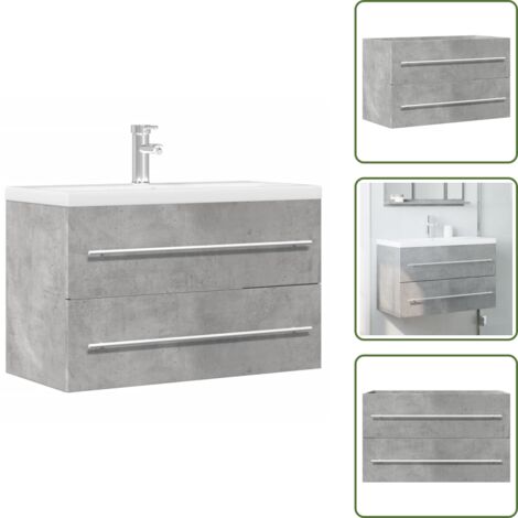 The Living Store Mobile Lavabo Grigio Cemento 80x38,5x48 cm in Truciolato - Lavabo