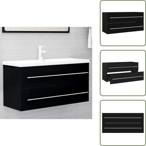 The Living Store Mobile Lavabo Nero 100x38,5x48 cm in Legno Multistrato - Mobile in legno multistrato