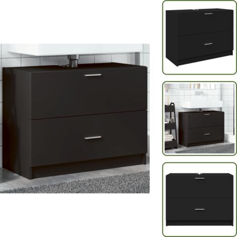 The Living Store Mobile Lavabo Nero 78x37x59 cm in Truciolare - Lavabo