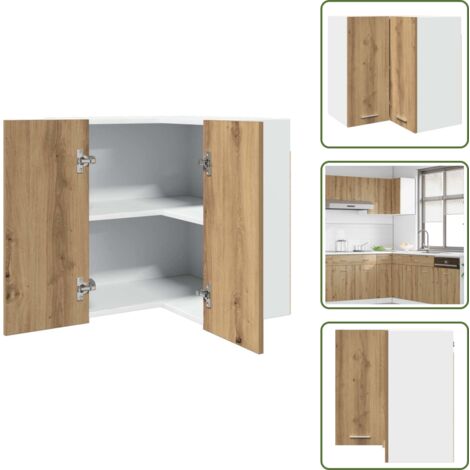 The Living Store Mobile Pensile Angolo “Lyon” Rovere Artigianale 57x57x60 - Mobile da cucina