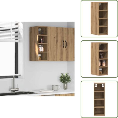 The Living Store Mobile Pensile “Riga” Rovere Artigianale 20x29,5x60 cm - Armadio portaoggetti
