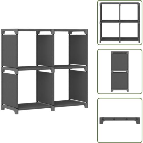 The Living Store Mobile per 4 Scatole a Cubo Grigio 69x30x72,5 cm in Tessuto - Scaffale per libri