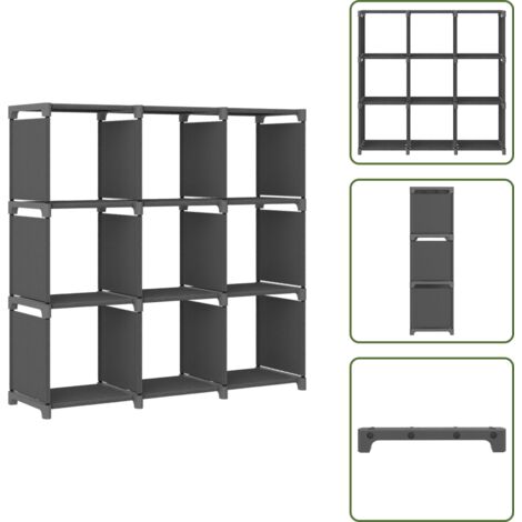 The Living Store Mobile per 9 Scatole a Cubo Grigio 103x30x107,5 cm in Tessuto - Scaffale per libri