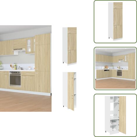 The Living Store Mobile per Frigo “Lyon” Rovere Sonoma 60x57x207 cm - Mobile da cucina