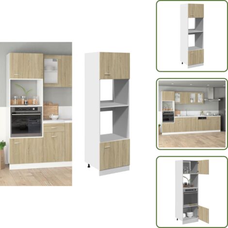 The Living Store Mobile per Microonde “Lyon” Rovere Sonoma 60x57x207 cm - Mobile per microonde