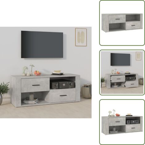 The Living Store Mobile per TV Grigio Cemento 100x35x40 cm Legno Multistrato - Mobile per stereo