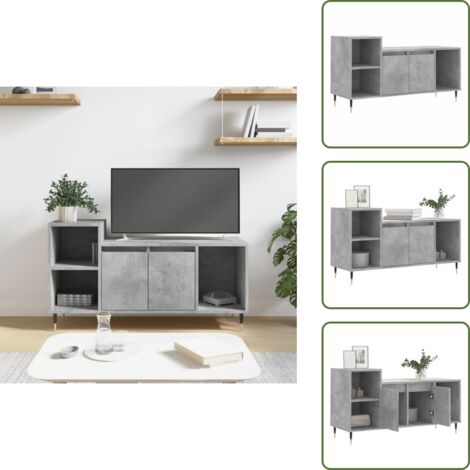 The Living Store Mobile per TV Grigio Cemento 100x35x55 cm Legno Multistrato - Mobile per TV
