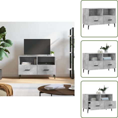 The Living Store Mobile per TV Grigio Cemento 80x36x50 cm Legno Multistrato - Mobile per TV