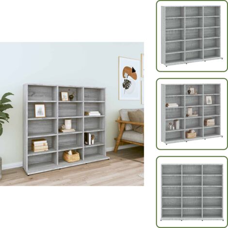 The Living Store Mobile Porta CD Grigio Sonoma 100x23x89,5 cm Legno Multistrato - Armadio per CD
