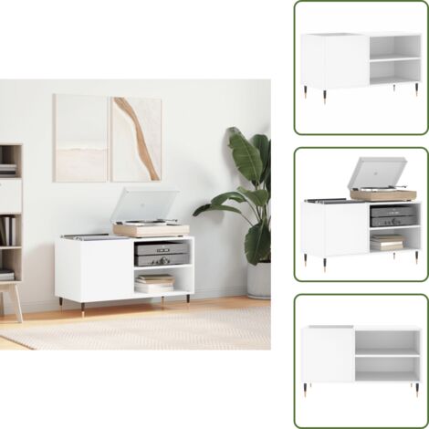 The Living Store Mobile Porta Dischi Bianco 85x38x48 cm in Legno Multistrato - Mobile per dischi vinili