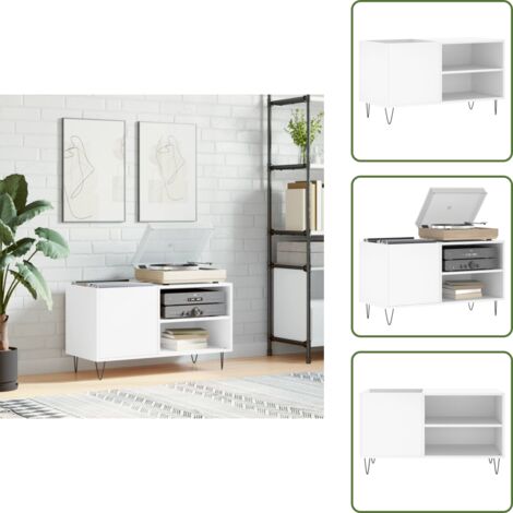 The Living Store Mobile Porta Dischi Bianco 85x38x48 cm in Legno Multistrato - Mobile per dischi vinili