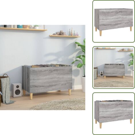 The Living Store Mobile Porta Dischi Grigio Sonoma 74,5x38x48 Legno Multistrato - Ripostiglio per dischi