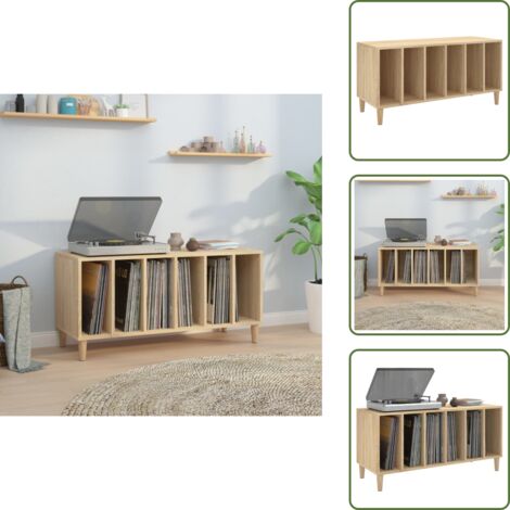 The Living Store Mobile Porta Dischi Rovere Sonoma 100x38x48cm Legno Multistrato - Mobile per vinili
