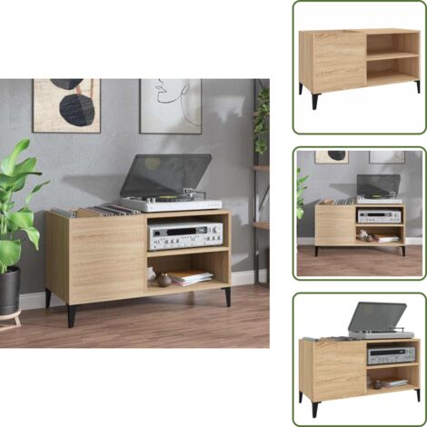 The Living Store Mobile Porta Dischi Rovere Sonoma 84,5x38x48 Legno Multistrato - Mobile per dischi vinili