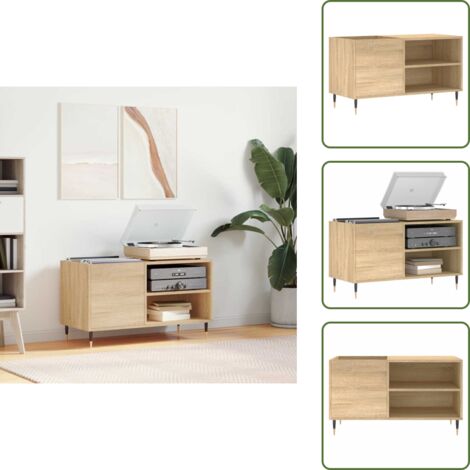 The Living Store Mobile Porta Dischi Rovere Sonoma 85x38x48 cm Legno Multistrato - Ripostiglio per dischi