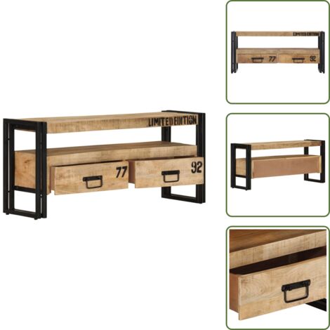 The Living Store Mobile Porta TV 100x30x45 cm in Legno Massello di Mango - Mobile in legno mango
