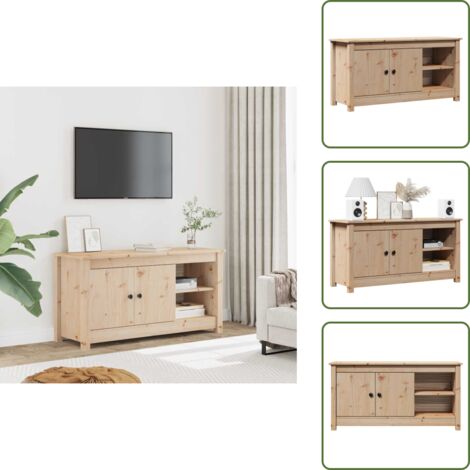 The Living Store Mobile Porta TV 103x36,5x52 cm in Legno Massello di Pino - TV stand in legno