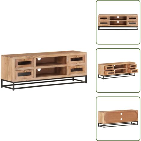 The Living Store Mobile Porta TV 110x30x40 cm in Legno Massello di Acacia - Mobile per stereo