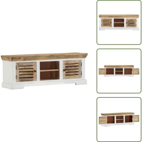 The Living Store Mobile Porta TV 110x30x40 cm in Legno Massello di Mango - Mobile per Hi-Fi