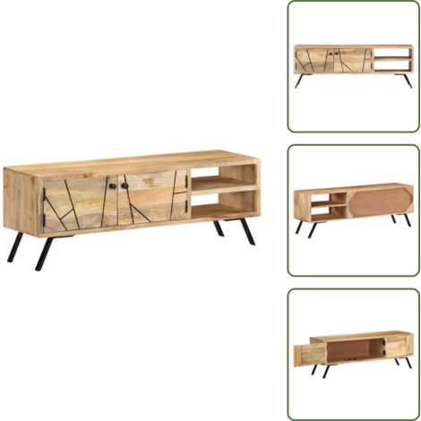 The Living Store Mobile Porta TV 110x30x40 cm in Legno Massello di Mango - Mobile TV mango