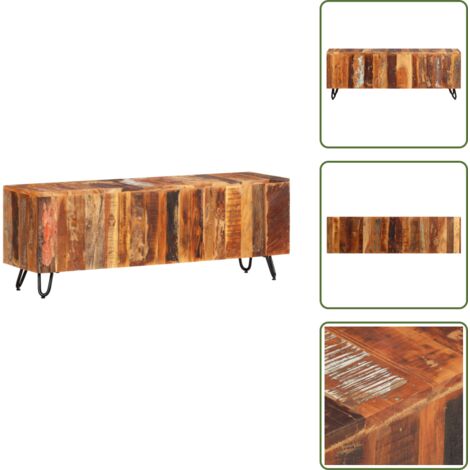 The Living Store Mobile Porta TV 110x30x40 cm in Legno Massello Riciclato - Armadio in legno