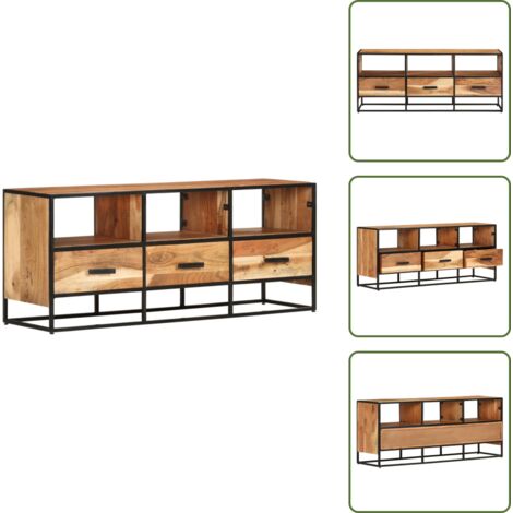 The Living Store Mobile Porta TV 110x30x45 cm in Legno Massello di Acacia - Credenza TV