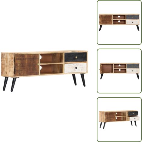 The Living Store Mobile Porta TV 115x30x47 cm in Legno Massello di Mango - Supporto TV