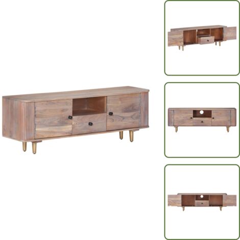 The Living Store Mobile Porta TV 118x30x40 cm in Legno Massello di Acacia - TV in legno