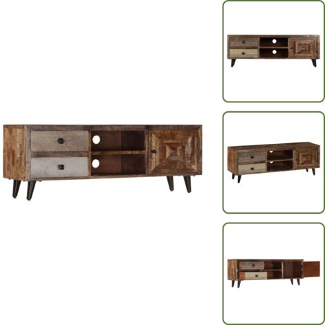 The Living Store Mobile Porta TV 118x30x40 cm in Legno Massello di Mango - Mobile TV mango