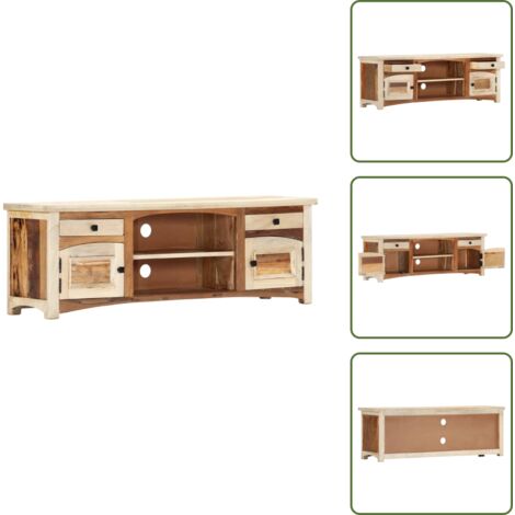 The Living Store Mobile Porta TV 120x30x40 cm in Legno Massello di Recupero - Mobile TV in legno di recupero