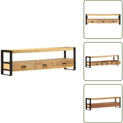 The Living Store Mobile Porta TV 150x30x45 cm in Legno Massello di Mango - Credenza TV