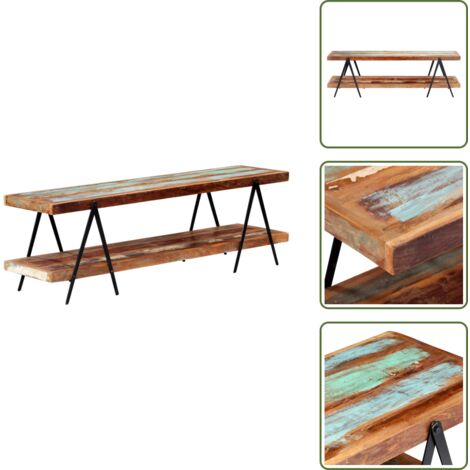 The Living Store Mobile Porta TV 160x40x50 cm in Legno Massello di Recupero - Mobile TV in legno massello