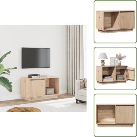 The Living Store Mobile Porta TV 74x35x44 cm in Legno Massello di Pino - Mobile TV in pino