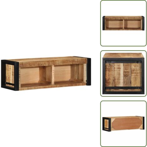 The Living Store Mobile Porta TV 80x30x25 cm in Legno Massello di Mango Grezzo - Mobile TV con spazio per oggetti