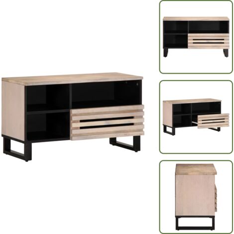 The Living Store Mobile Porta TV 80x34x46 cm in Legno Massello di Mango - Mobile TV mango