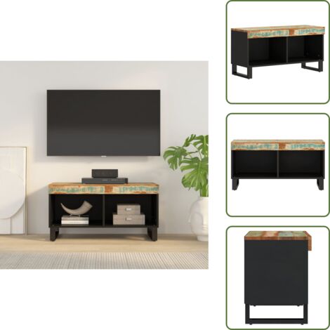 The Living Store Mobile Porta TV 85x33x43,5 in Legno Massello di Recupero - TV Stand